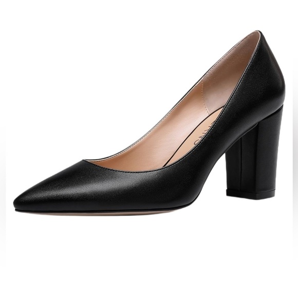 NWOT Women's Slip On Matte Pointed Toe Block High Heel Pumps Shoes 3.5 Inch - Picture 8 of 10